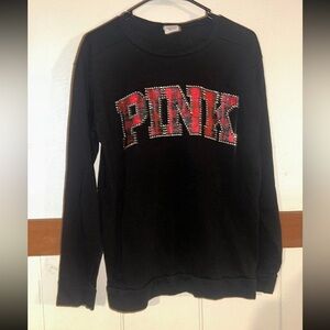 PINK BY VICTORIA’S SECRET Black/Plaid Graphic Sweatshirt
